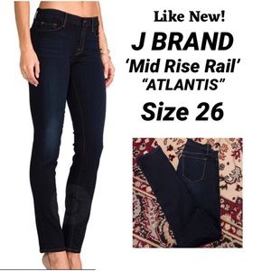 Like New! J BRAND ‘Mid Rise Rail’ ATLANTIS Indigo Denim Jeans Sz 26